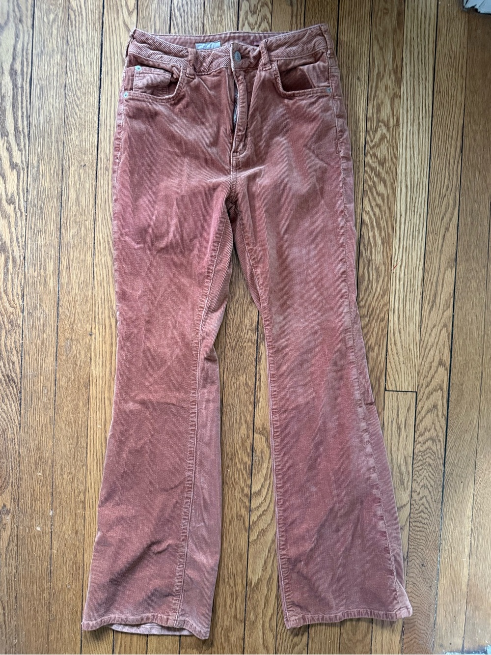 Anthropologie Pilcro Dusty Rose Corduroy Wide-Leg Pants - Size 28